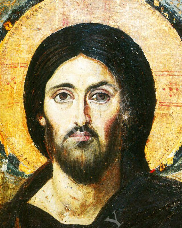 Jesus Christ icon Sina, Handmade Greek Orthodox icon of Jesus Christ of Sinai, Byzantine wood plaque - TheHolyArt