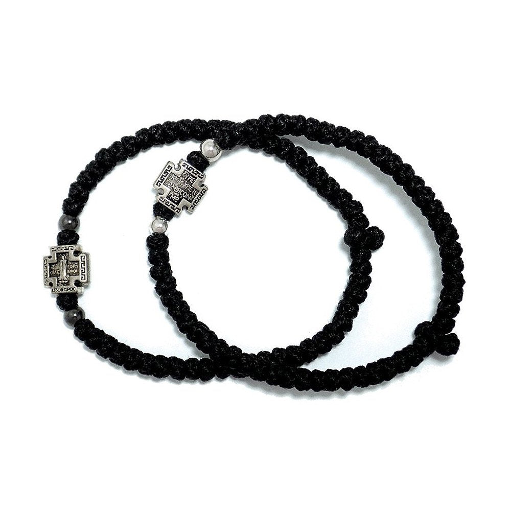Black Handmade Prayer Rope with Double-Sided Cross