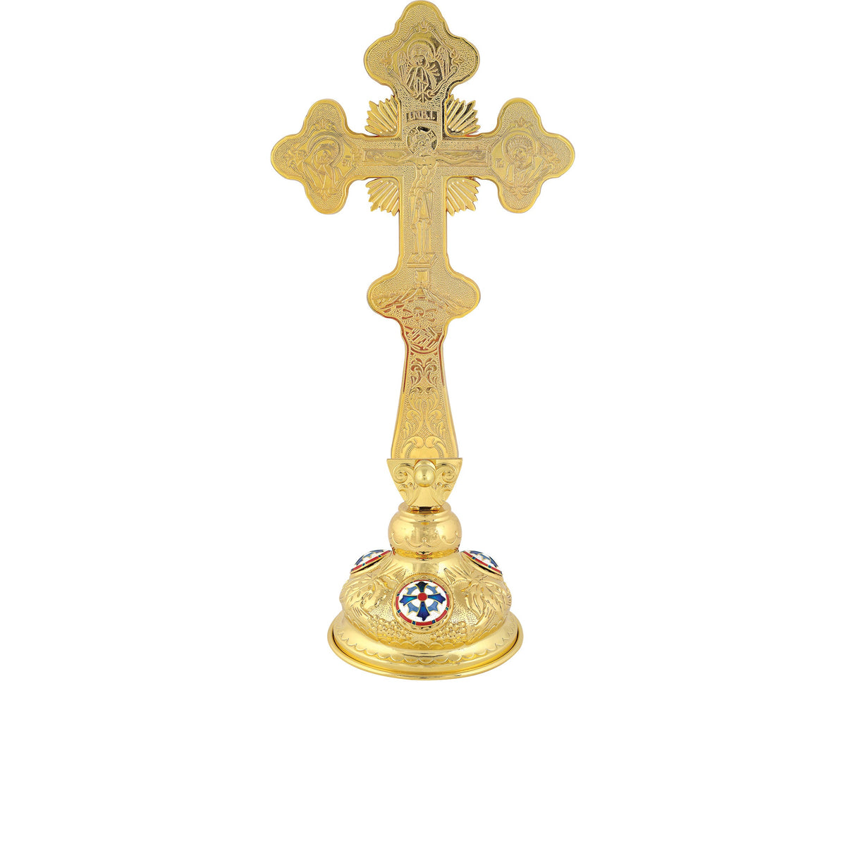 Standing Blessing Cross Gold-Tone Embossed - TheHolyArt