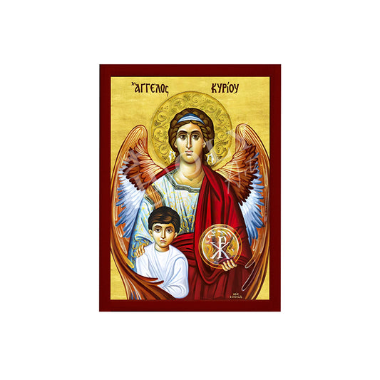 Guardian Angel icon, Handmade Greek Orthodox icon Protector Archangel, Byzantine art wall hanging on wood plaque religious icon gift (#2) TheHolyArt