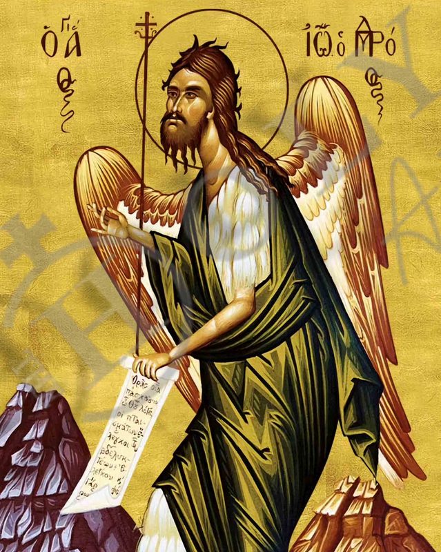 Saint John icon, Handmade Greek Orthodox icon of St John Baptist, Byzantine art wall hanging of the Forerunner wood plaque, religious decor (smooth) - TheHolyArt