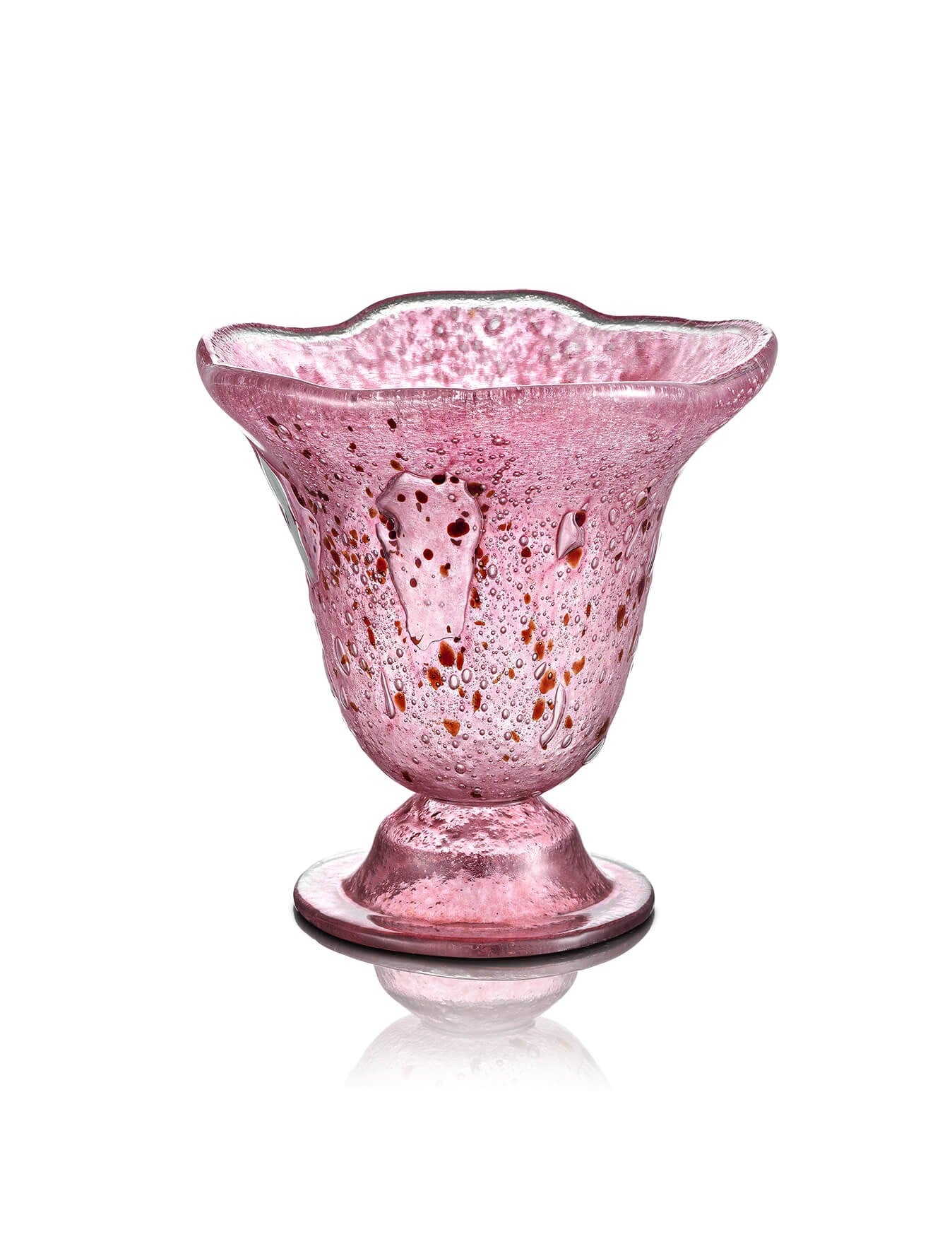 Glass pink vigil lamp Blown Glass design – front view | TheHolyArt