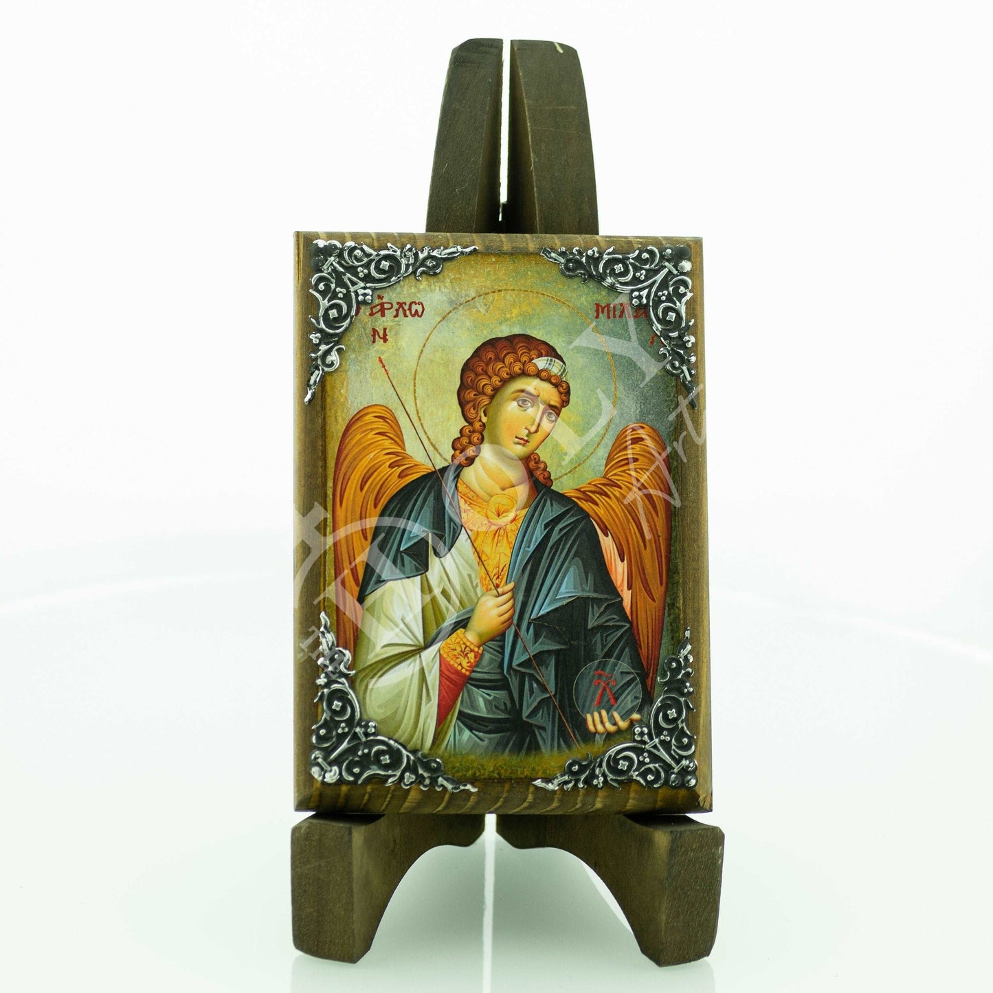 Archangel Michael icon Handmade Greek Orthodox icon of St Michael, Byzantine art wall hanging on wood plaque religious icon, religious gift(2) TheHolyArt