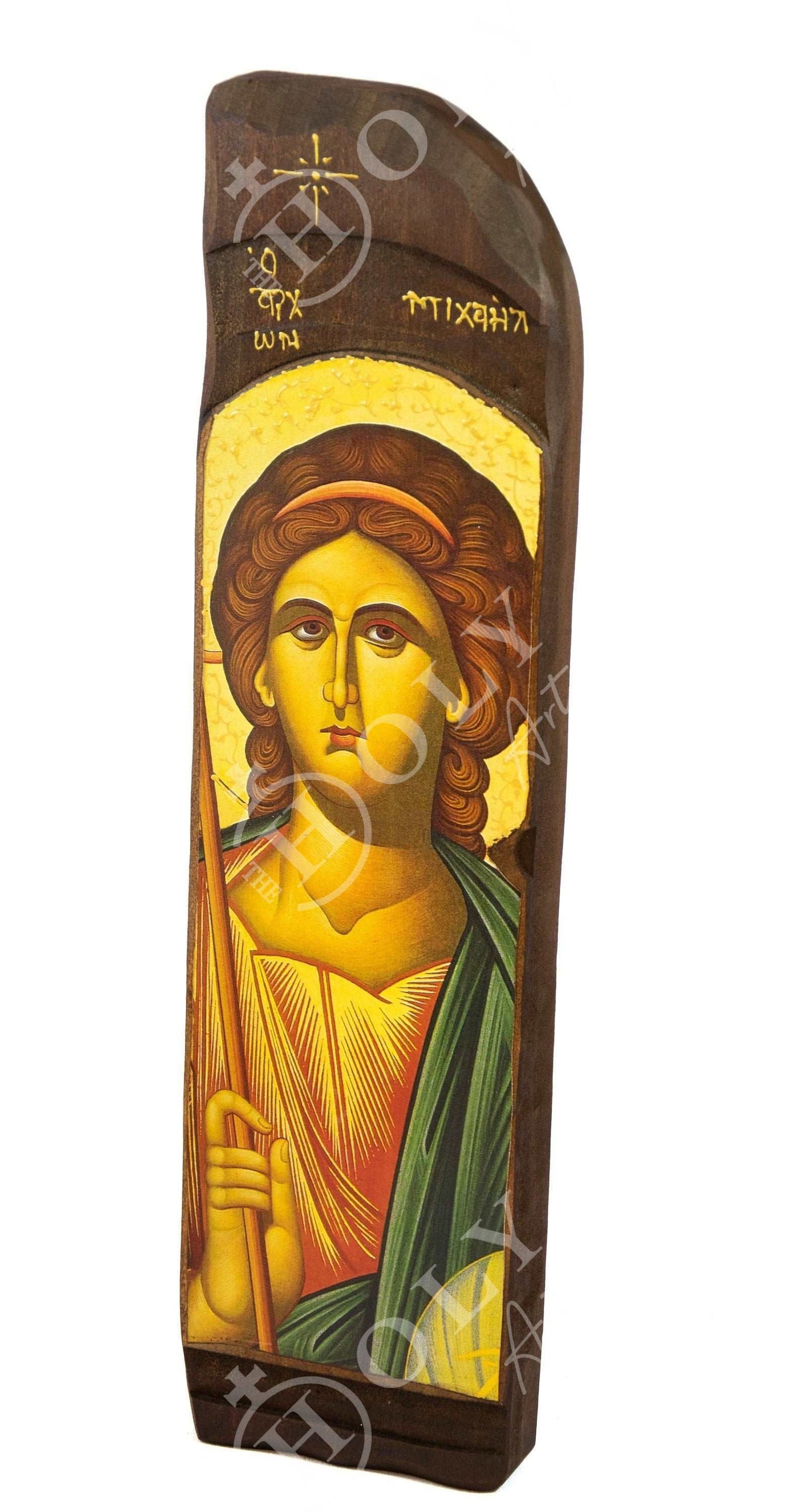 Archangel Michael icon, Handmade Greek Orthodox icon of St Michael, Byzantine art wall hanging on wood plaque, religious decor TheHolyArt