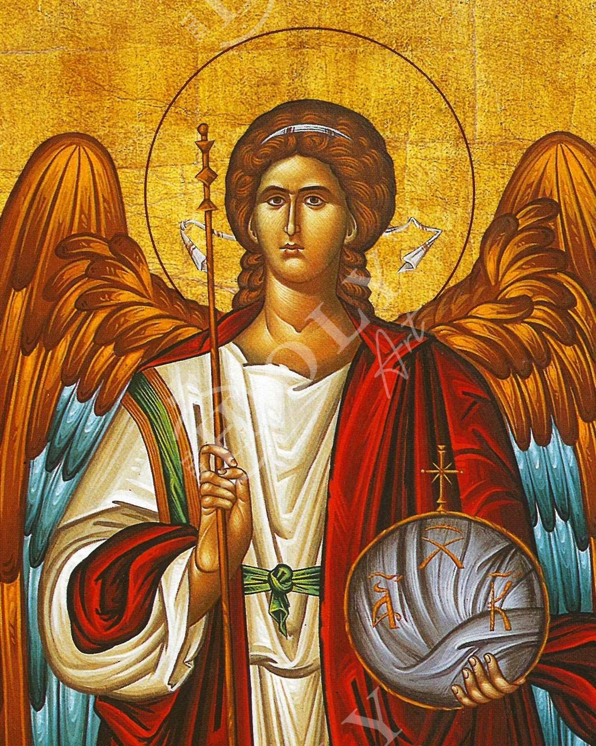 Archangel Michael icon, Handmade Greek Orthodox icon of St Michael, Byzantine art wall hanging on wood plaque religious icon, religious gift TheHolyArt