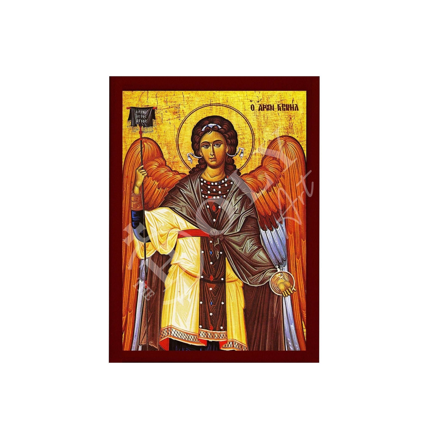 Archangel Gabriel icon, Handmade Greek Orthodox icon of St Gabriel, Byzantine art wall hanging on wood plaque, religious decor TheHolyArt