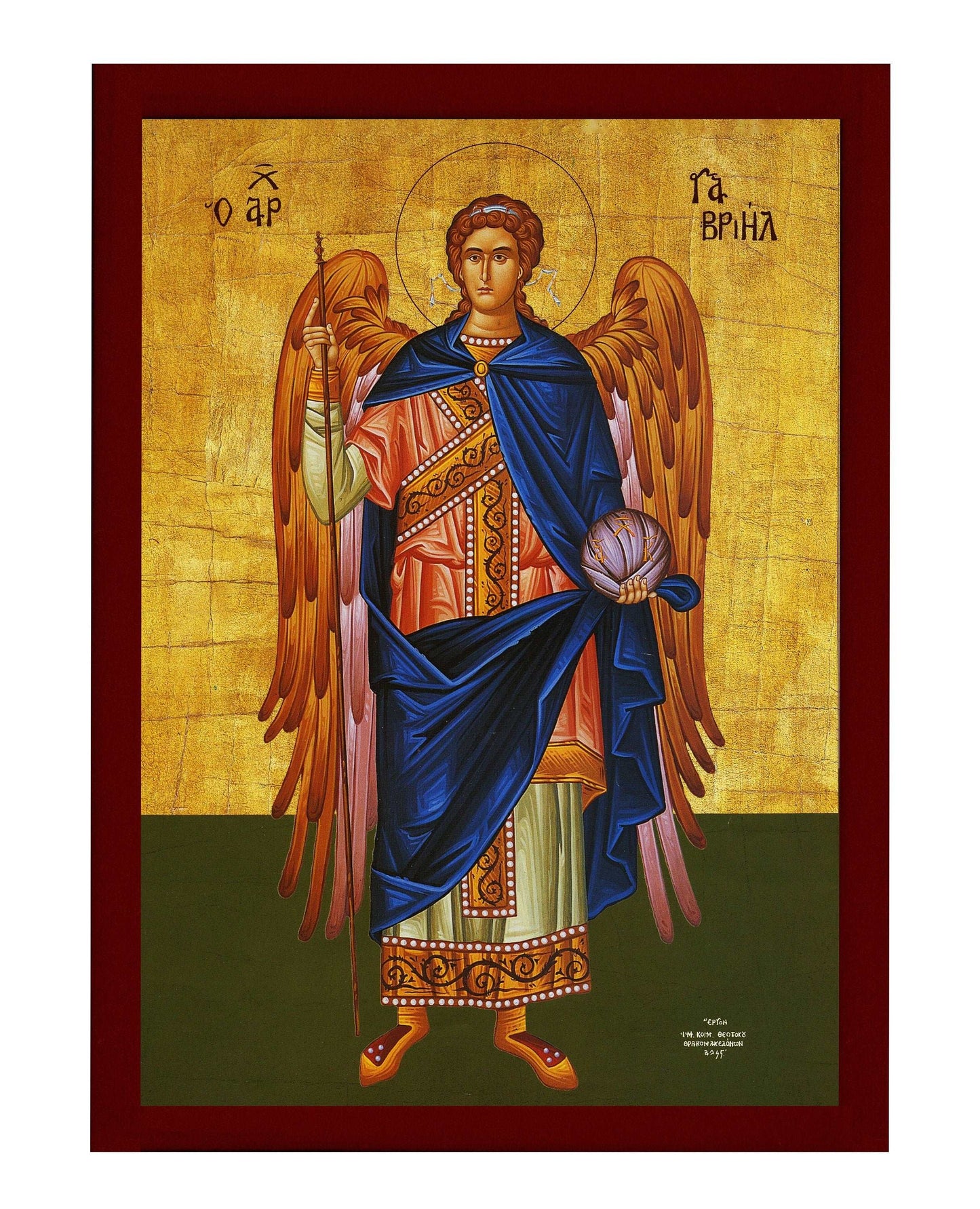 Archangel Gabriel icon, Handmade Greek Orthodox icon of St Gabriel, Byzantine art wall hanging on wood plaque, religious decor TheHolyArt