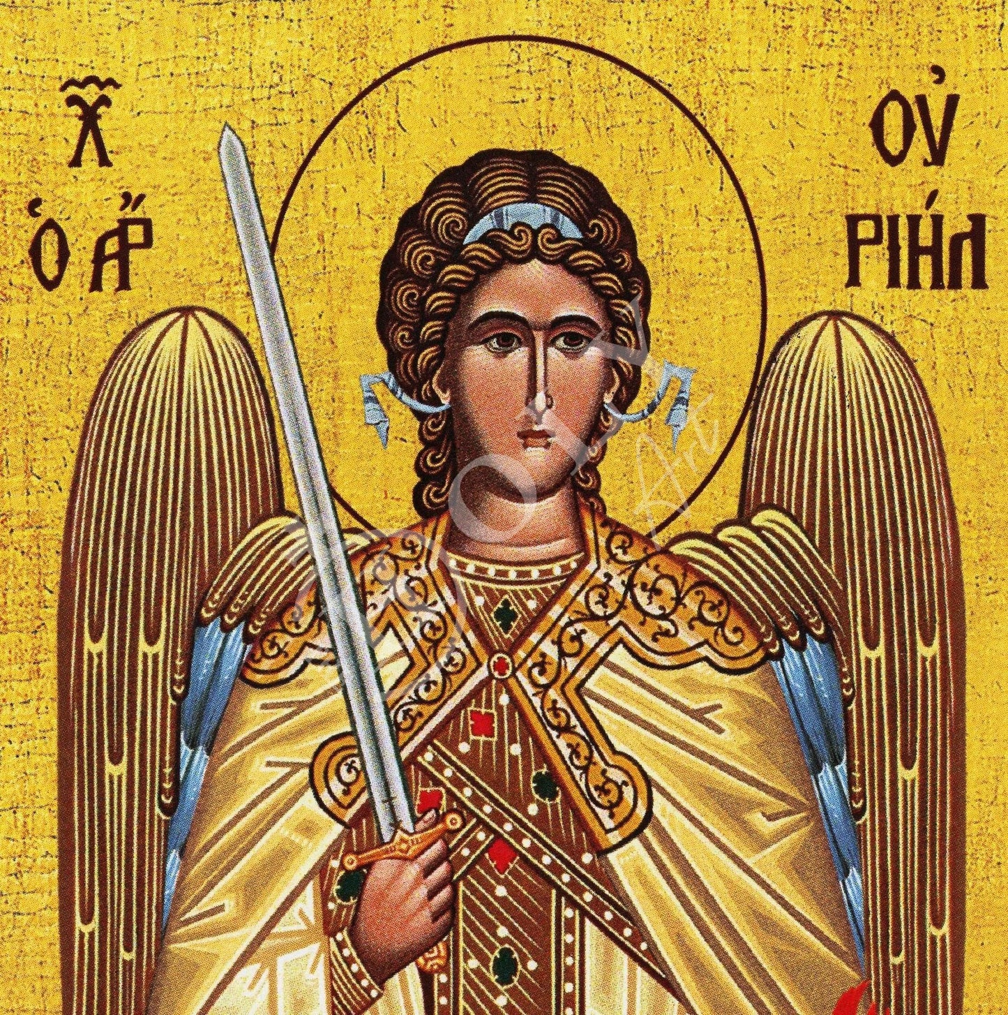 Archangel Uriel icon, Handmade Greek Orthodox icon of St Uriel, Byzantine art wall hanging on wood plaque religious icon, religious gift TheHolyArt