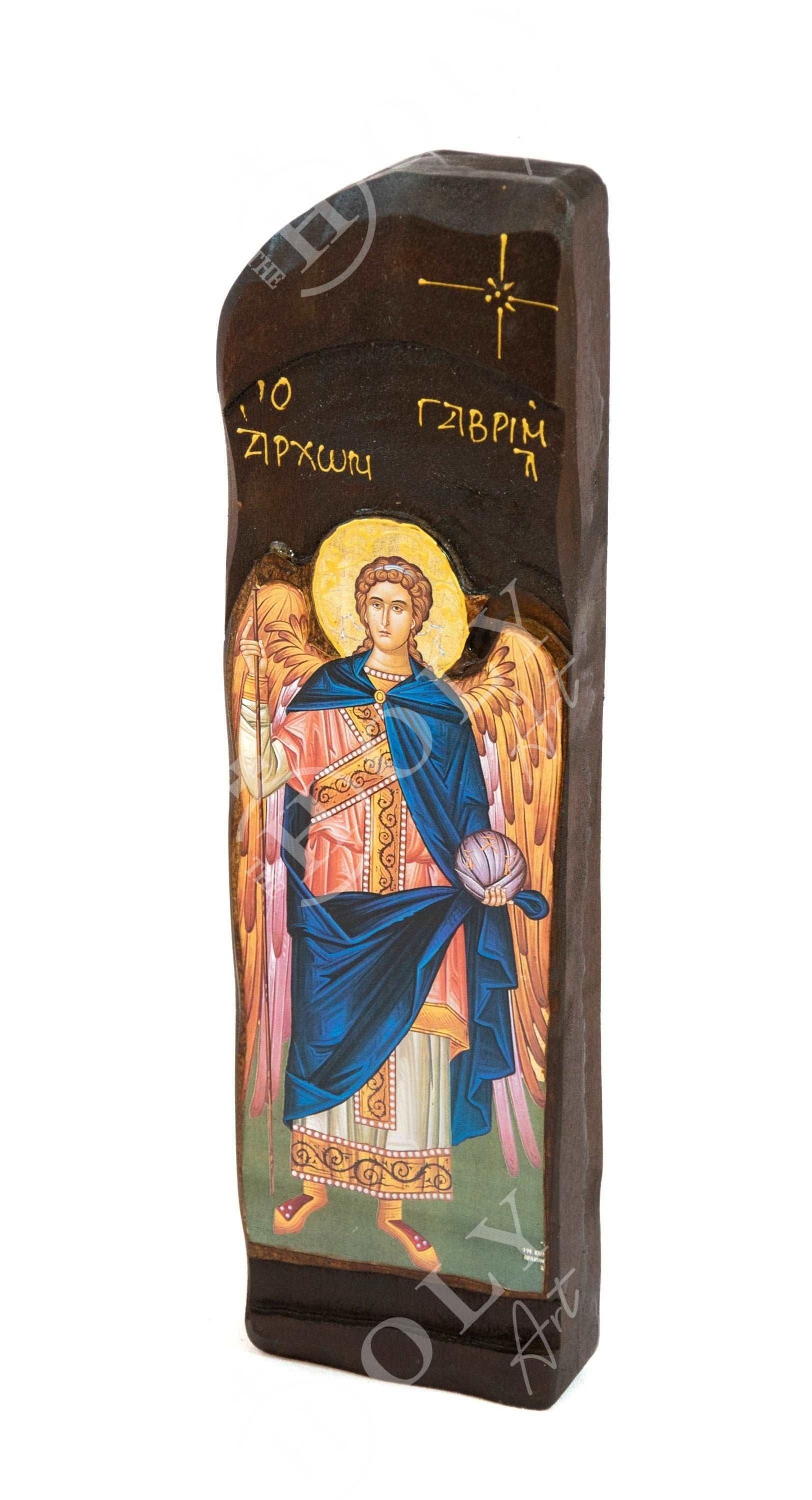 Archangel Gabriel icon, Handmade Greek Orthodox icon of St Gabriel, Byzantine art wall hanging icon wood plaque, religious decor TheHolyArt