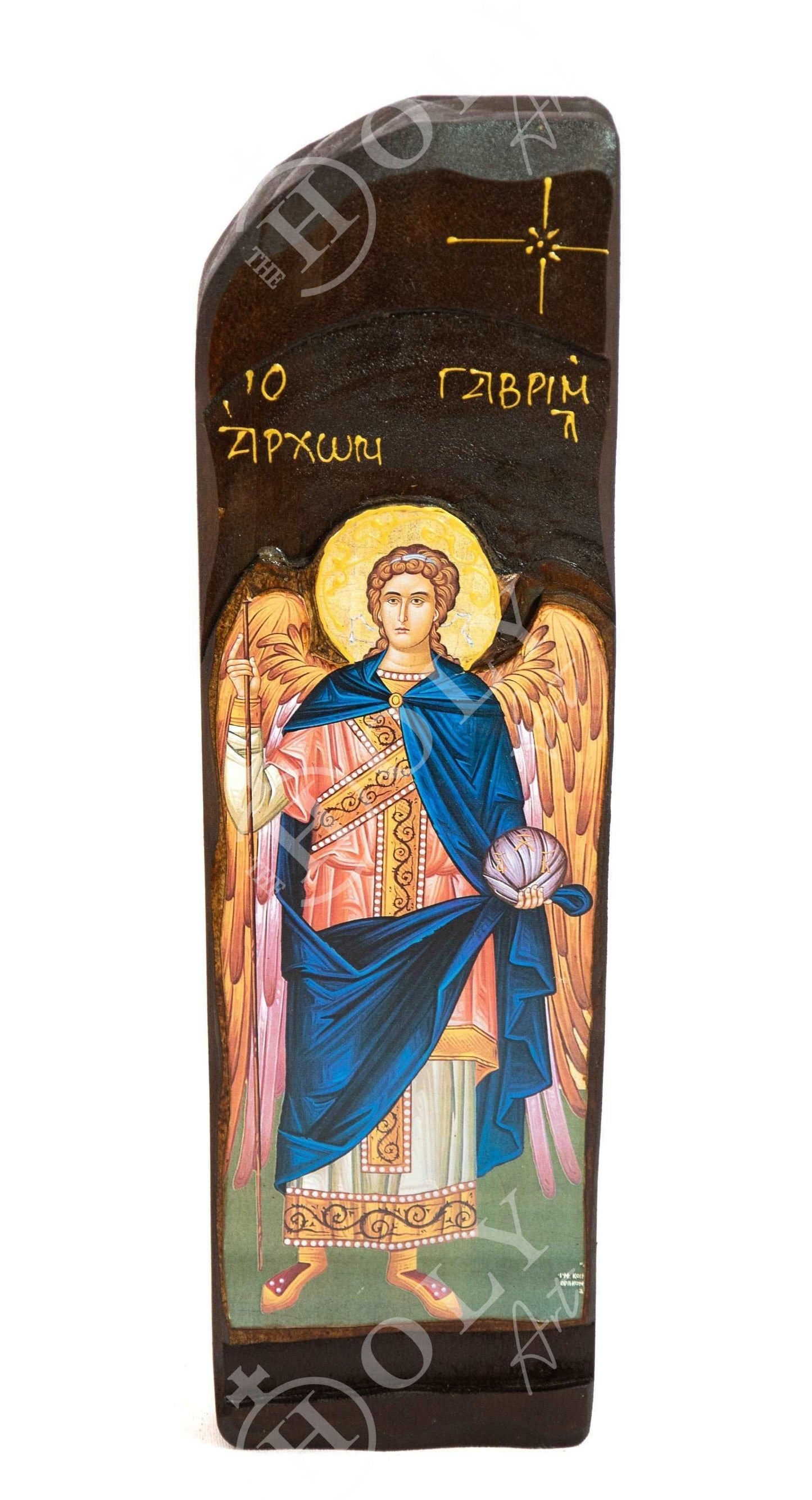 Archangel Gabriel icon, Handmade Greek Orthodox icon of St Gabriel, Byzantine art wall hanging icon wood plaque, religious decor TheHolyArt