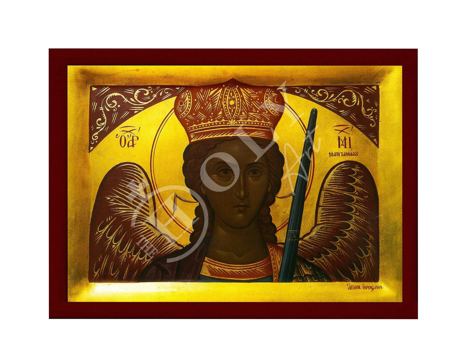 Archangel Michael icon, Handmade Greek Orthodox icon of St Michael, Byzantine art wall hanging on wood plaque religious icon, religious gift TheHolyArt