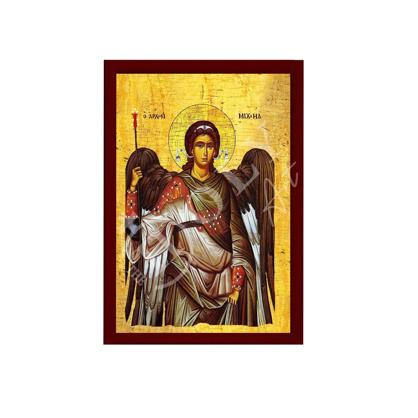 Archangel Michael icon, Handmade Greek Orthodox icon of St Michael, Byzantine art wall hanging on wood plaque religious icon, religious gift decor TheHolyArt