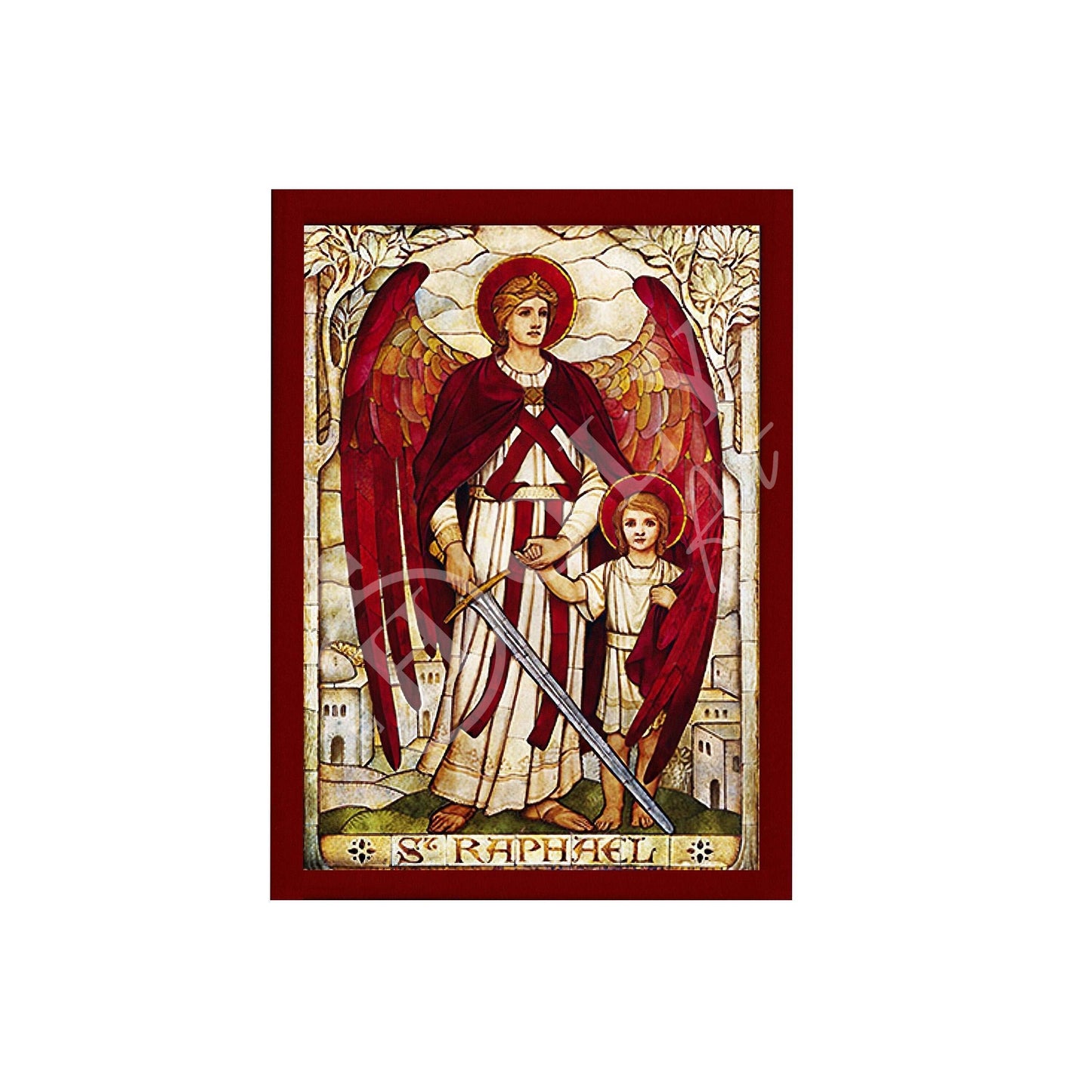 Archangel Raphael icon, Handmade Greek Orthodox icon of St Raphael, Byzantine art wall hanging on wood plaque religious icon, religious gift TheHolyArt
