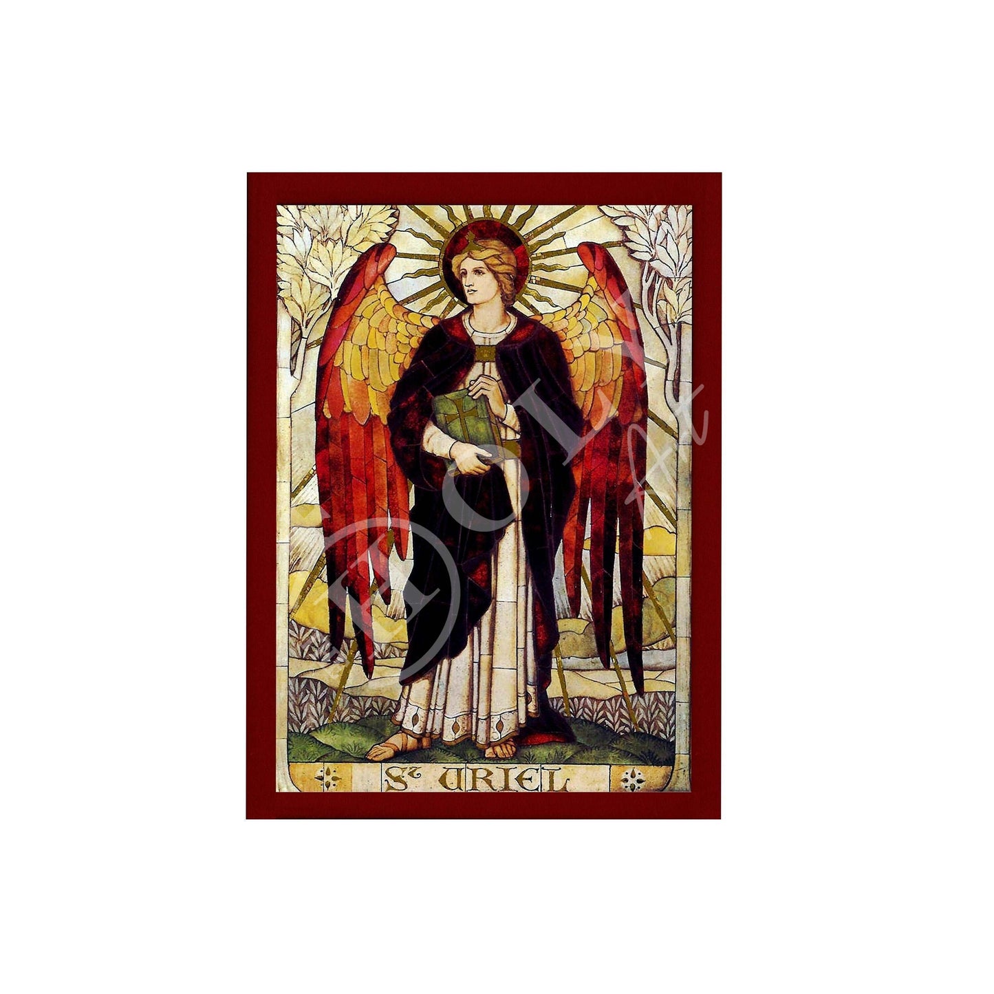 Archangel Uriel icon, Handmade Greek Orthodox icon of St Uriel, Byzantine art wall hanging on wood plaque religious icon, religious gift TheHolyArt
