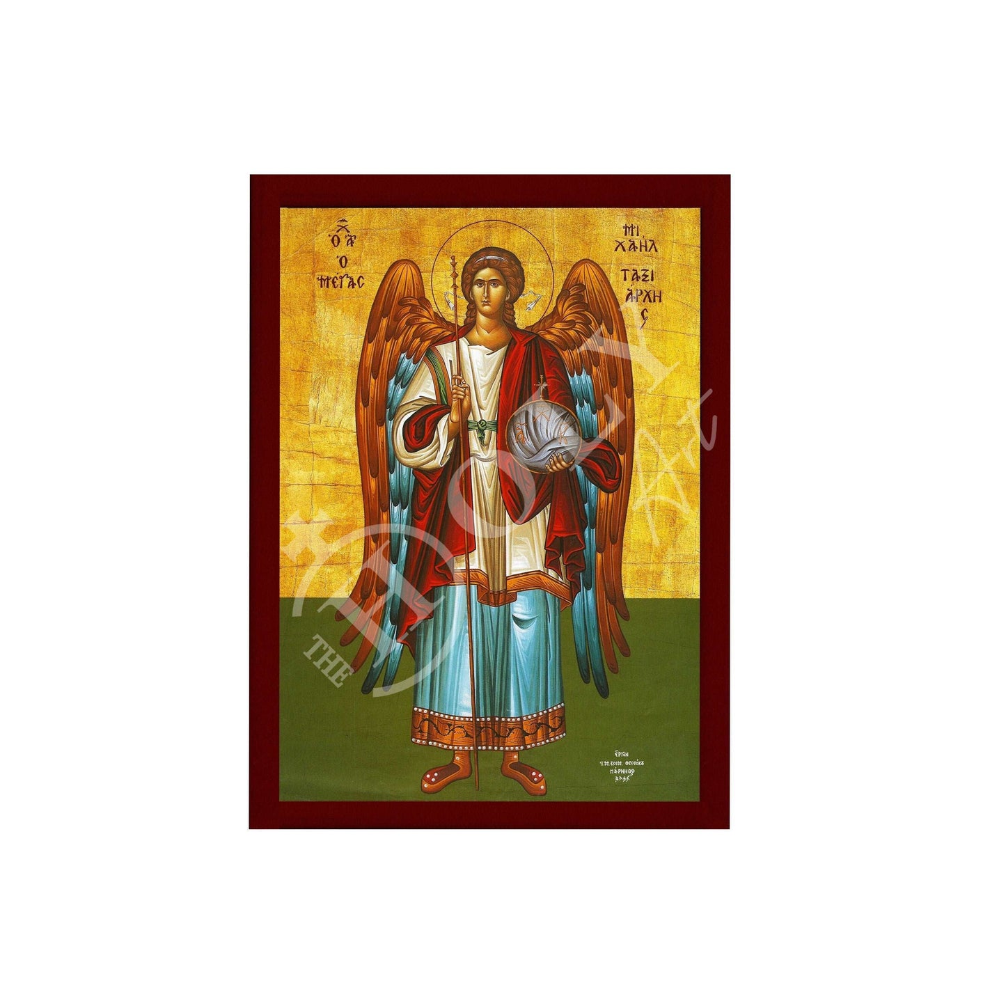 Archangel Michael icon, Handmade Greek Orthodox icon of St Michael, Byzantine art wall hanging on wood plaque religious icon, religious gift TheHolyArt