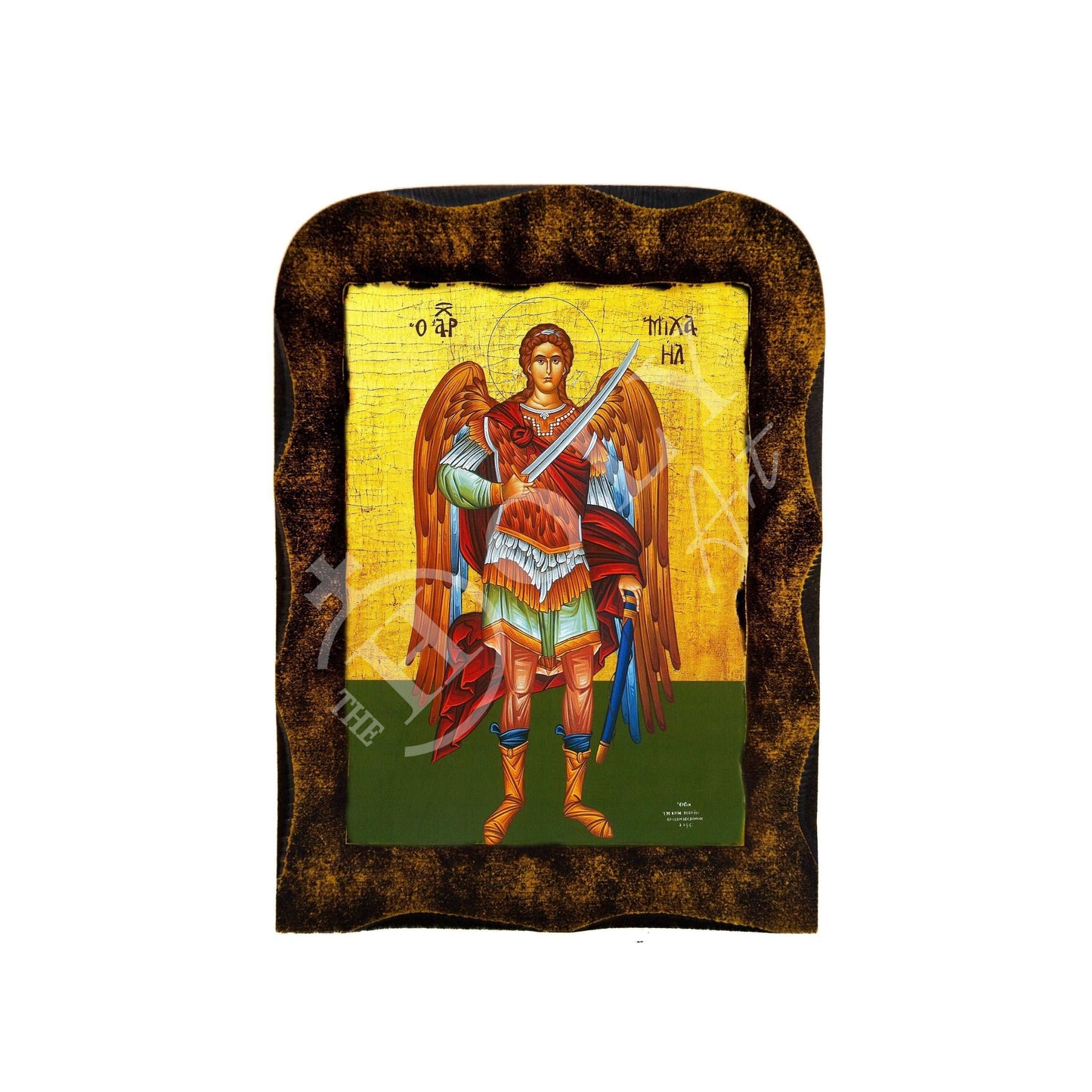 Archangel Michael icon, Handmade Greek Orthodox icon of St Michael, Byzantine art wall hanging on wood plaque religious icon, religious gift TheHolyArt