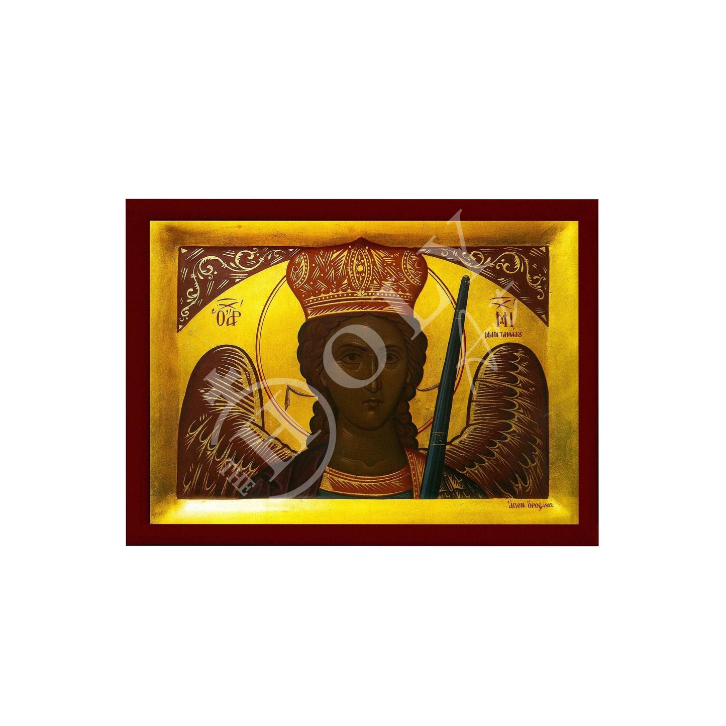 Archangel Michael icon, Handmade Greek Orthodox icon of St Michael, Byzantine art wall hanging on wood plaque religious icon, religious gift TheHolyArt