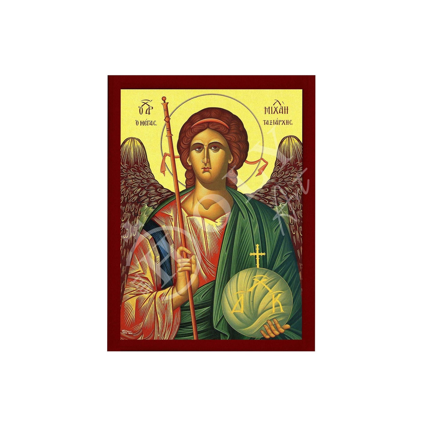 Archangel Michael icon, Handmade Greek Orthodox icon of St Michael, Byzantine art wall hanging on wood plaque religious icon, religious gift TheHolyArt