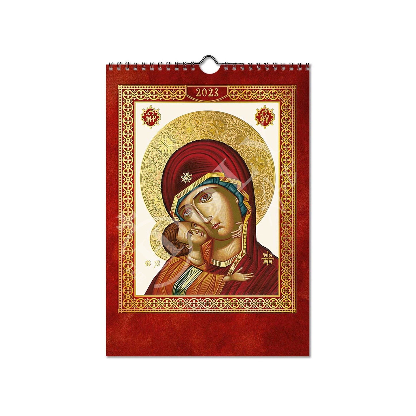 2023 15-day Wall Calendar Virgin Mary, Panagia Orthodox Greek Calendar w/ Embossed Gold print icon, Theotokos religious gift wall decor TheHolyArt