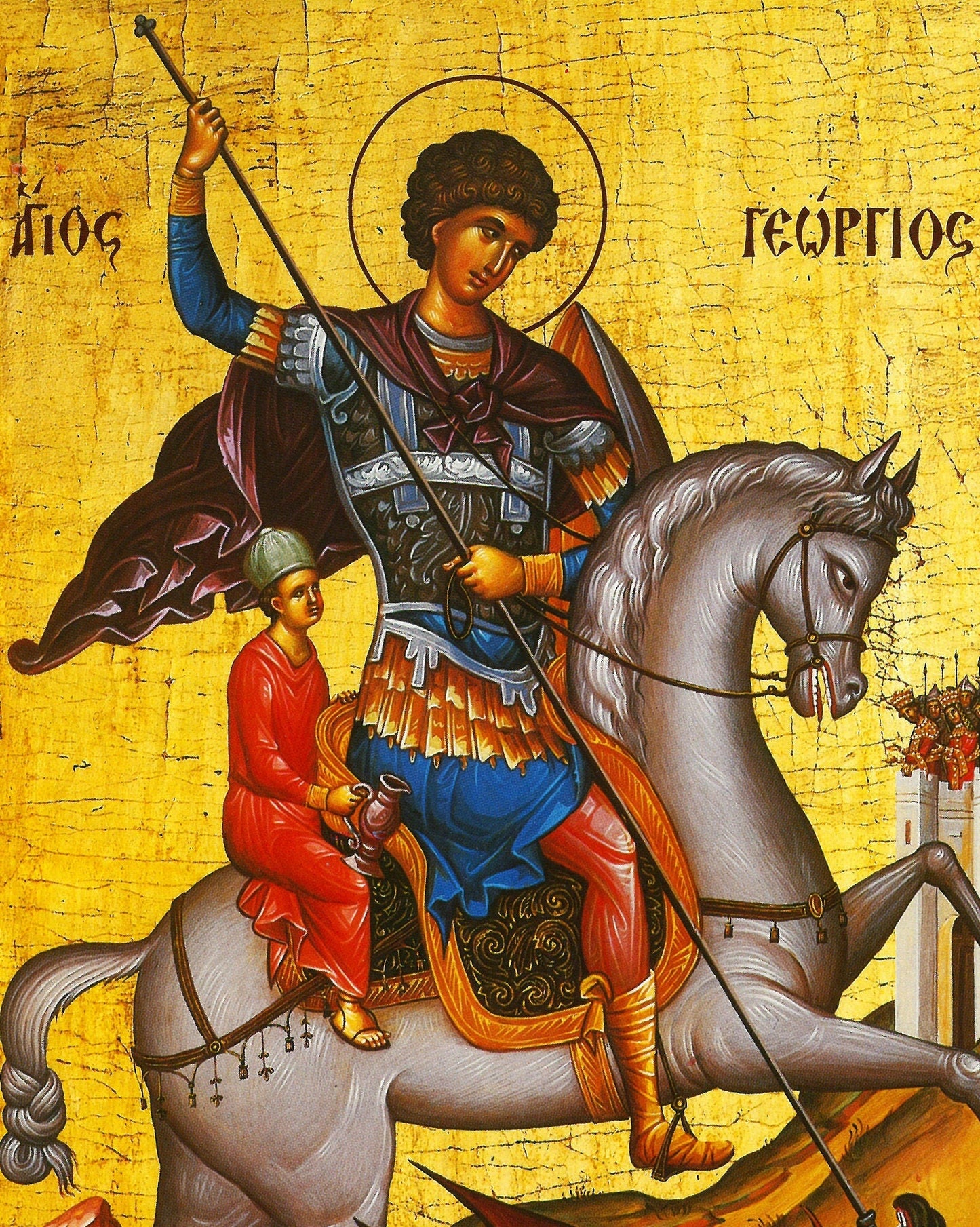 Saint George icon, Handmade Greek Orthodox icon of St George, Byzantine art wall hanging icon wood plaque, religious decor TheHolyArt
