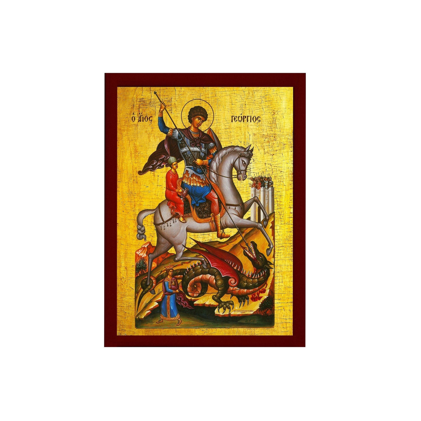 Saint George icon, Handmade Greek Orthodox icon of St George, Byzantine art wall hanging icon wood plaque, religious decor TheHolyArt