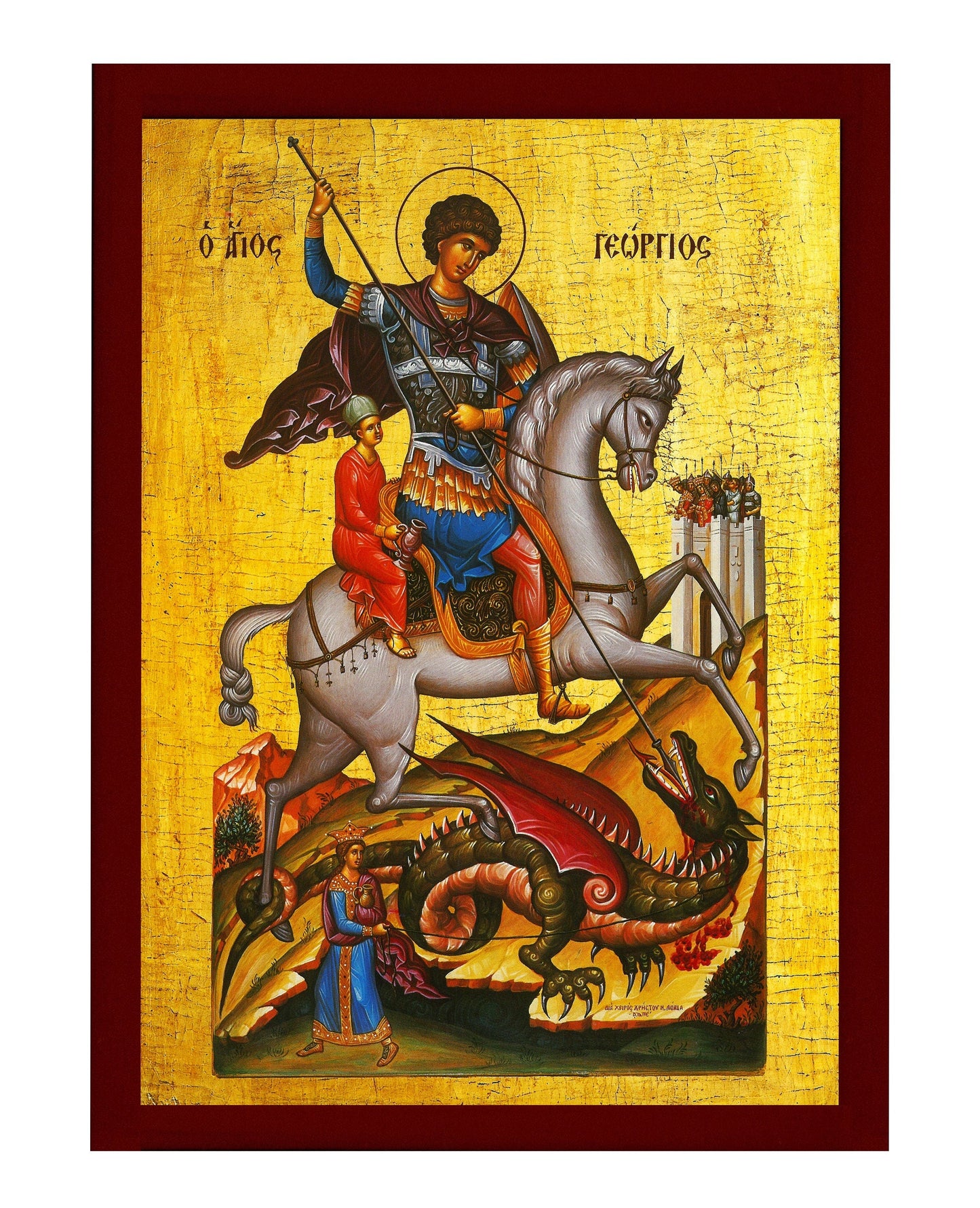 Saint George icon, Handmade Greek Orthodox icon of St George, Byzantine art wall hanging icon wood plaque, religious decor TheHolyArt