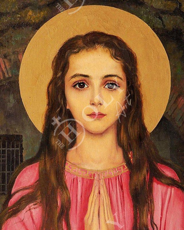 Saint Philomena icon, Handmade Greek Catholic Orthodox icon of St Philomena of Corfu, Byzantine art wall hanging, religious gift
