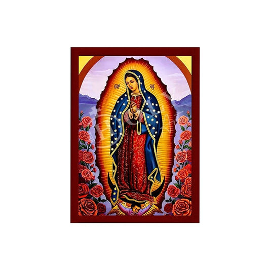 Our Lady of Guadalupe icon, Handmade Catholic Icon of Virgin Mary de Guadalupe, Mother of God, Theotokos wall hanging wood plaque