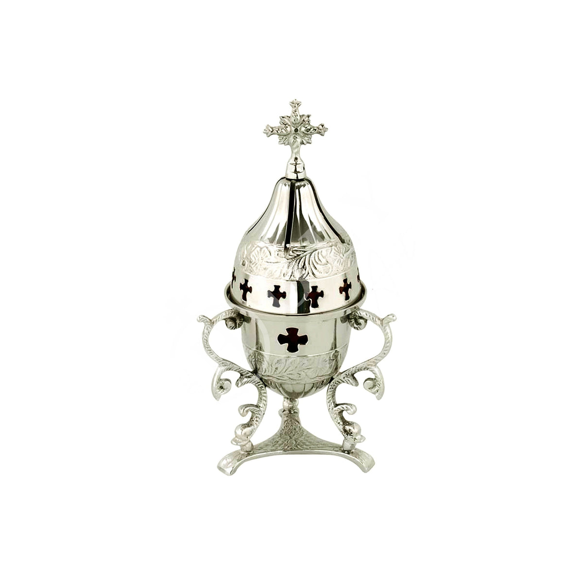 Christian Brass Table Oil Vigil Lamp with Cross, Metal Hand-painted Prayer Standing Oil Lamp, Orthodox Oil Candle with glass cup, religious - TheHolyArt