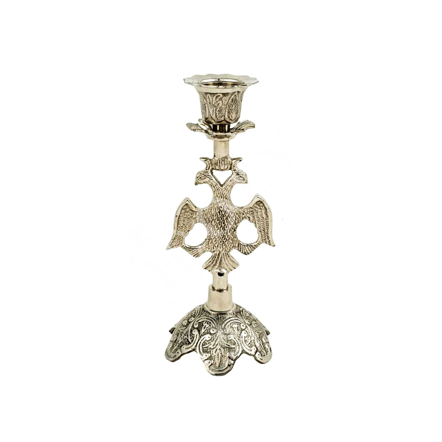 Christian Holy Altar Brass Handmade Candlestick Holder with Byzantine Eagle Candelabrum Prayer Standing Religious Orthodox Candle Holder - TheHolyArt