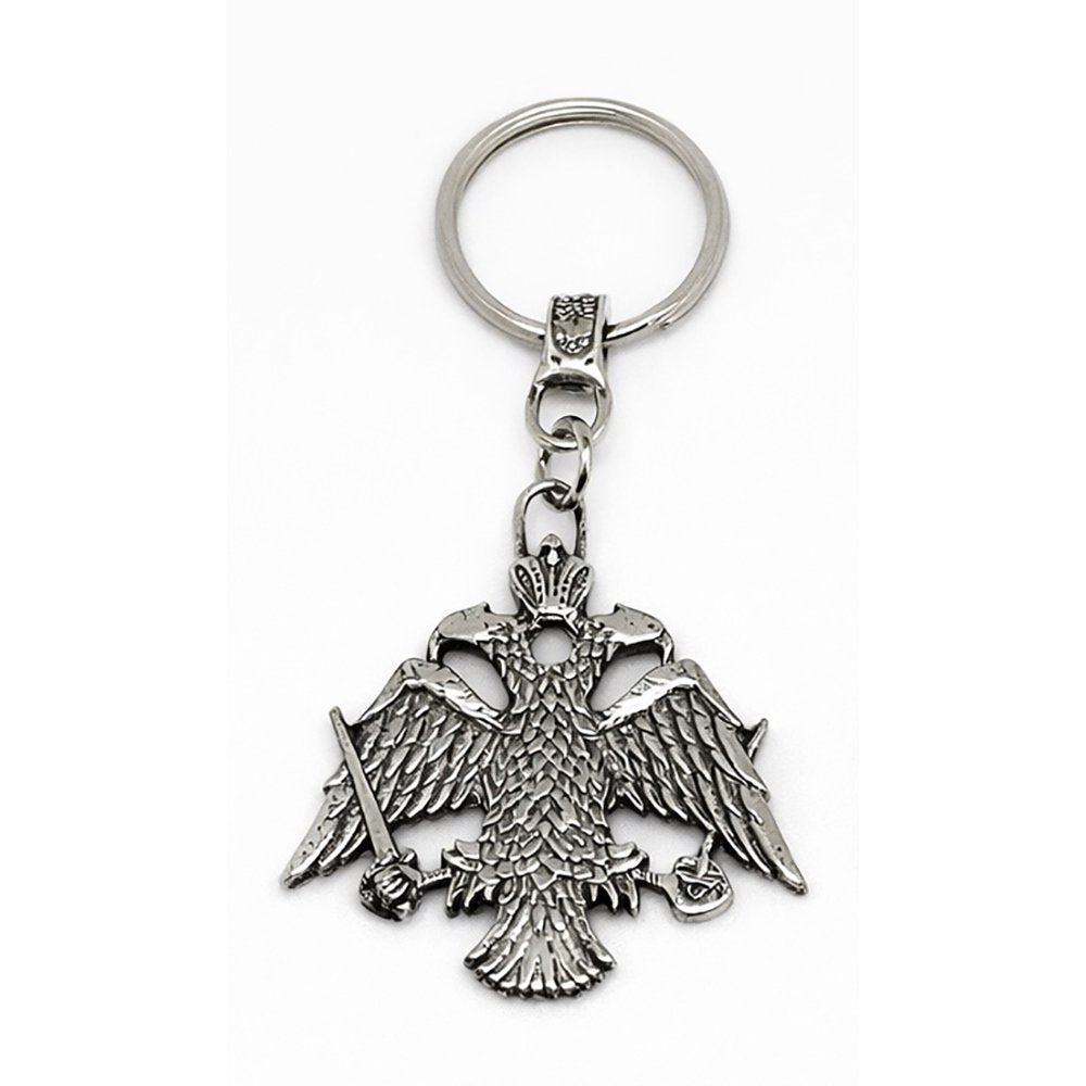 Byzantine double-headed eagle Greek Orthodox metal keychain - TheHolyArt