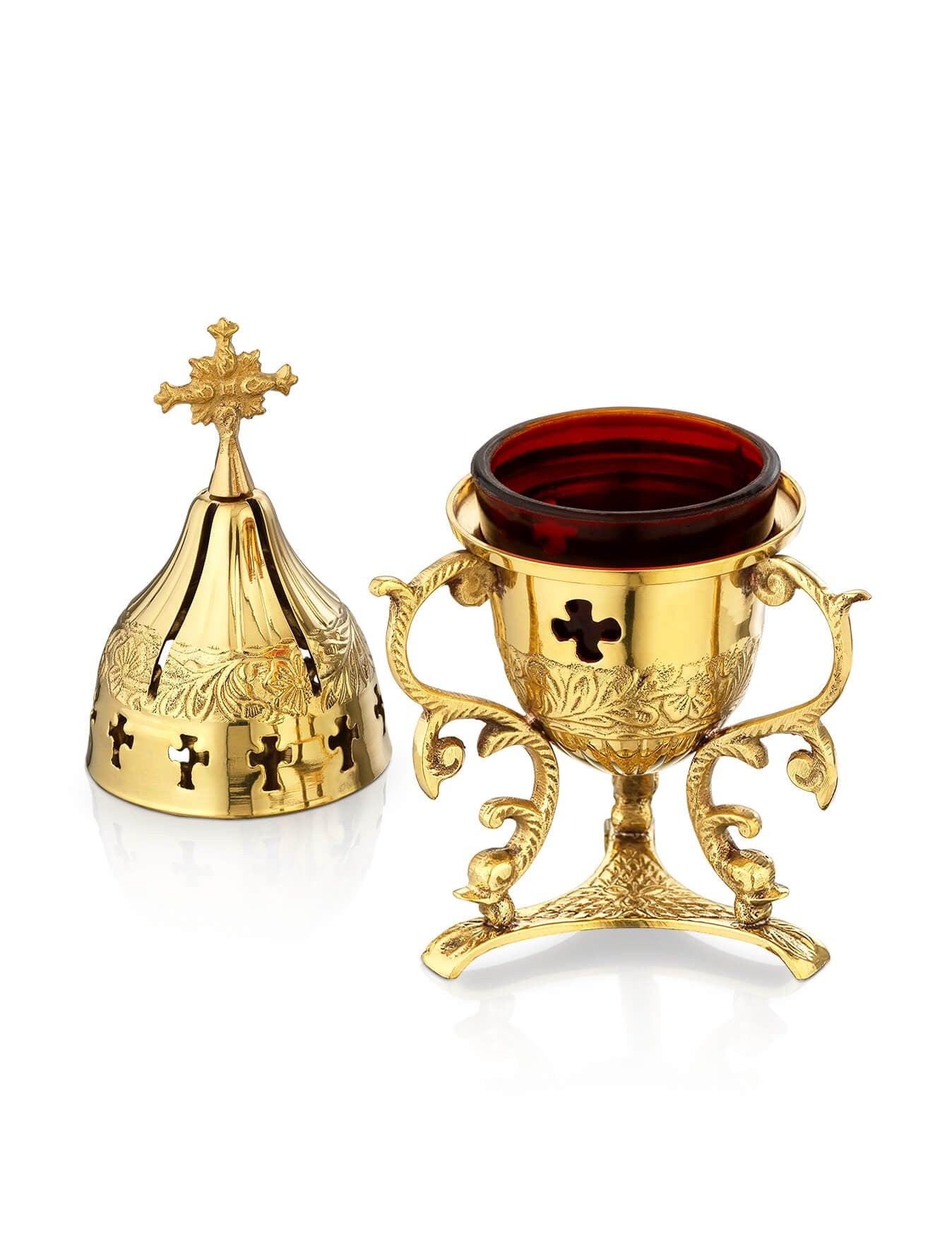 Brass Byzantine vigil lamp Byzantine – detail view | TheHolyArt
