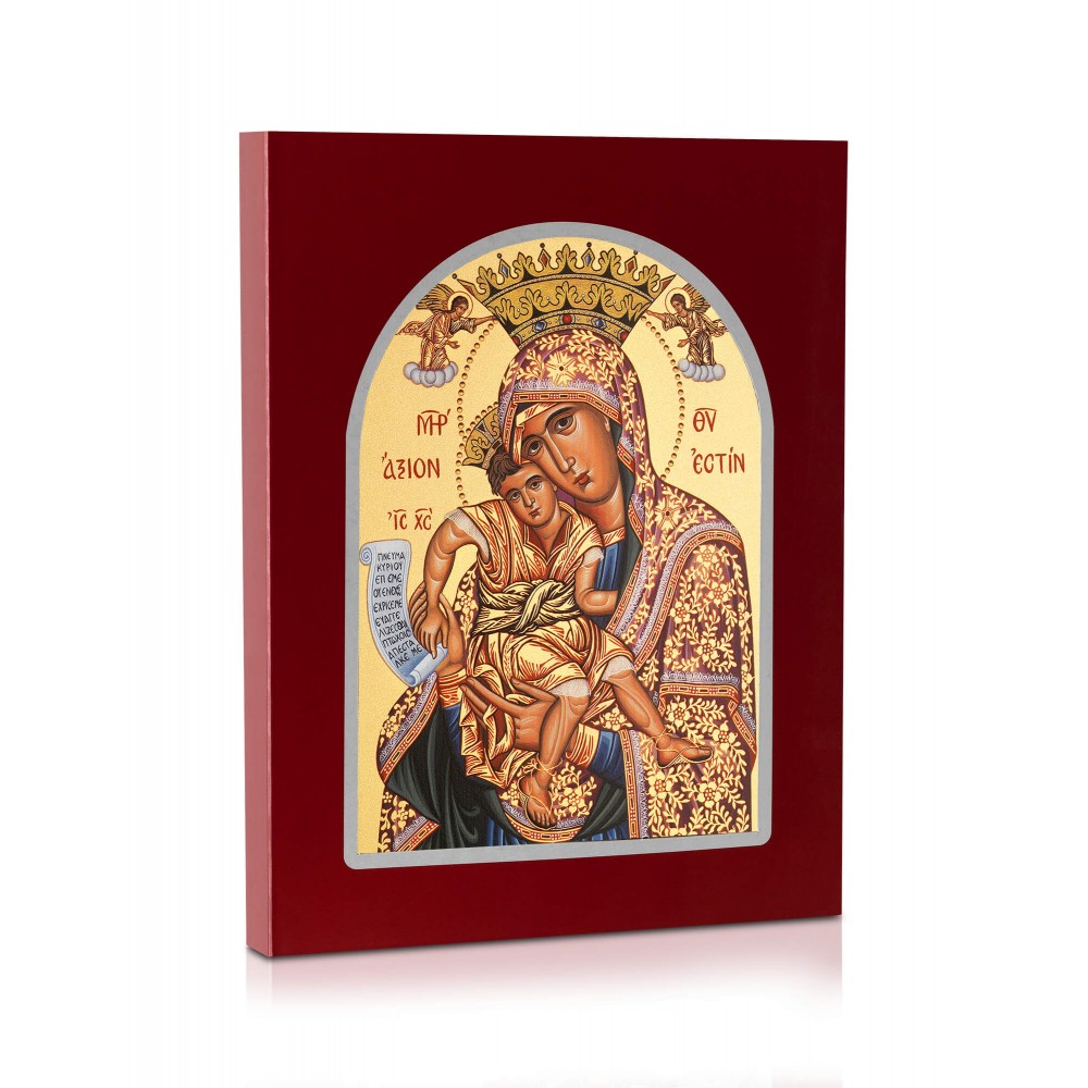 Virgin Mary "Axion Esti" - Carved Wood - 4