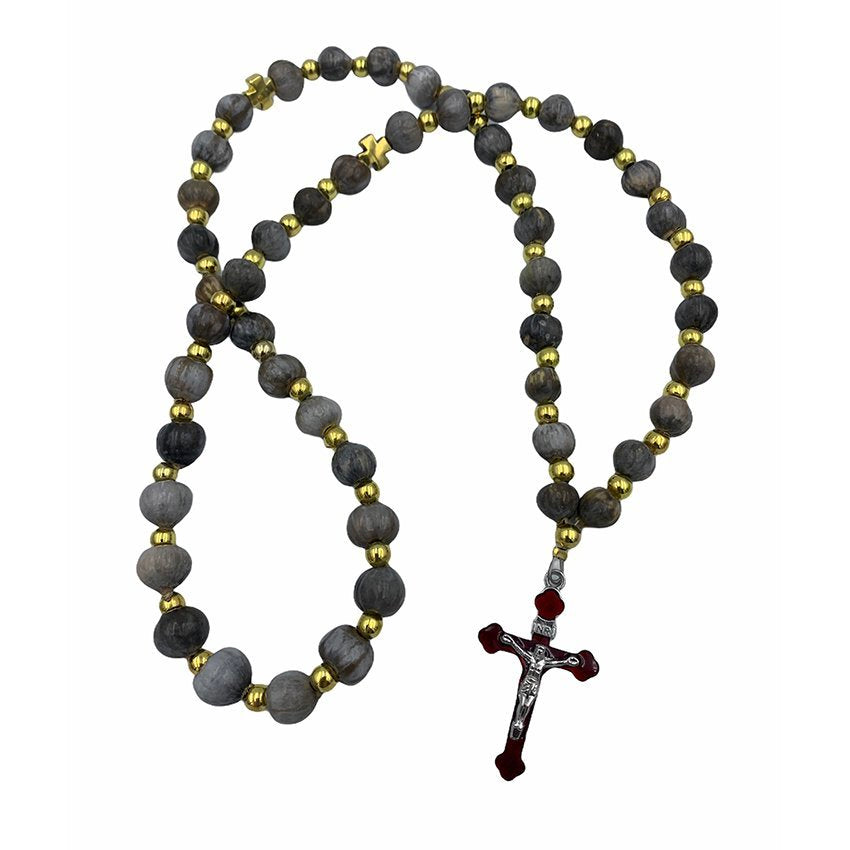 Prayer Rope Tears of the Virgin 50 bead Enamel Cross Gold