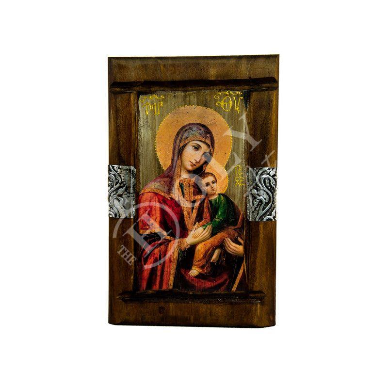 Virgin Mary icon Panagia, Handmade Greek Orthodox Icon, Mother of God Byzantine art, Theotokos wall hanging wood plaque religious icon gift TheHolyArt