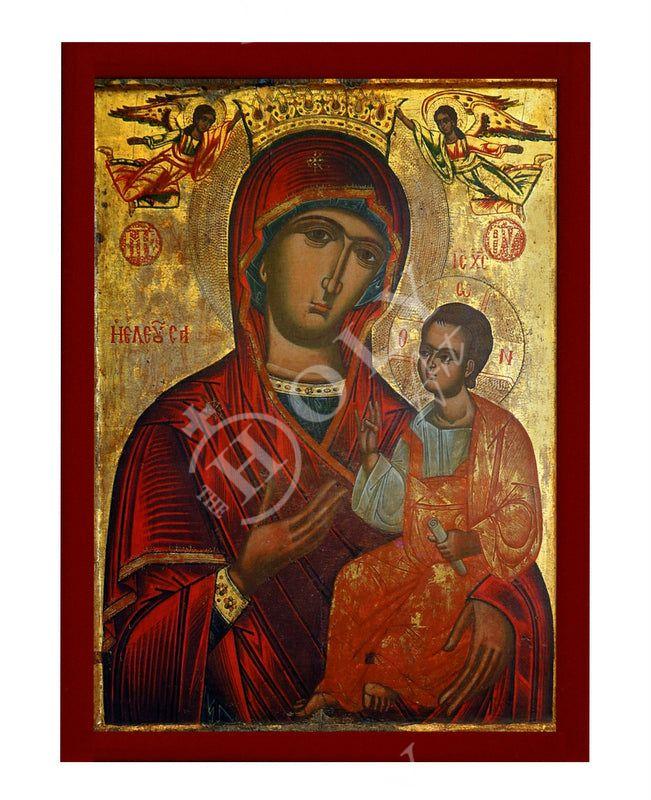 Virgin Mary icon Panagia Eleousa, Handmade Greek Orthodox Icon, Mother of God Byzantine art, Theotokos wall hanging wood plaque TheHolyArt