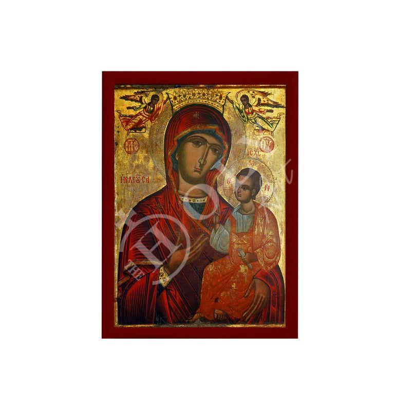 Virgin Mary icon Panagia Eleousa, Handmade Greek Orthodox Icon, Mother of God Byzantine art, Theotokos wall hanging wood plaque TheHolyArt