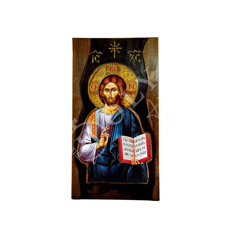 Jesus Christ icon, Handmade Greek Orthodox icon of our Lord, Byzantine art wall hanging on wood plaque, religious icon home decor gift TheHolyArt