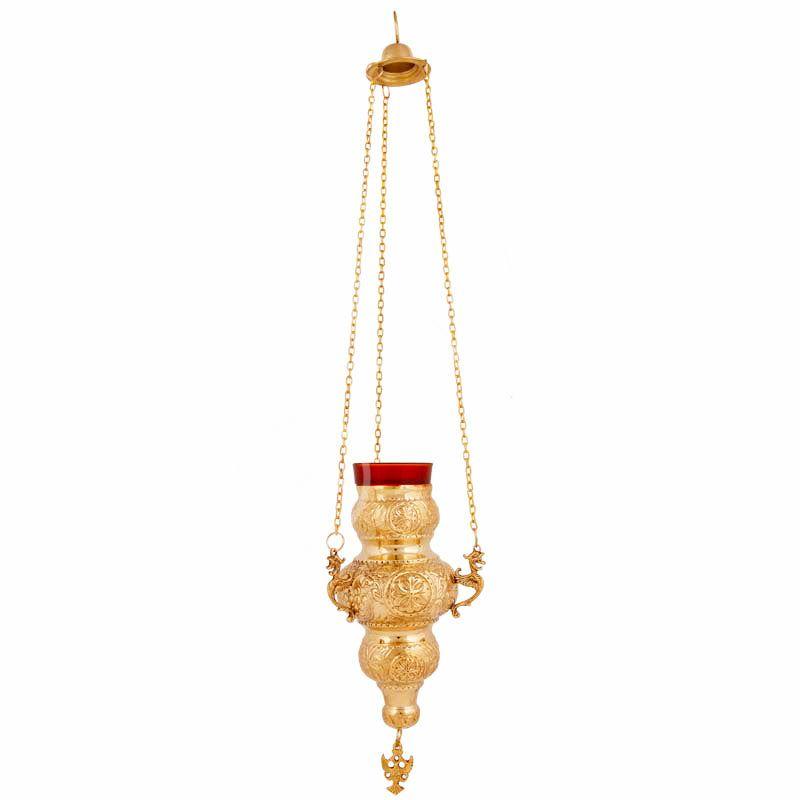 Christian Brass Hanging Oil Vigil Lamp with Cross, Prayer Hanging Oil Lamp, Orthodox Oil Candle with glass cup, religious decor TheHolyArt