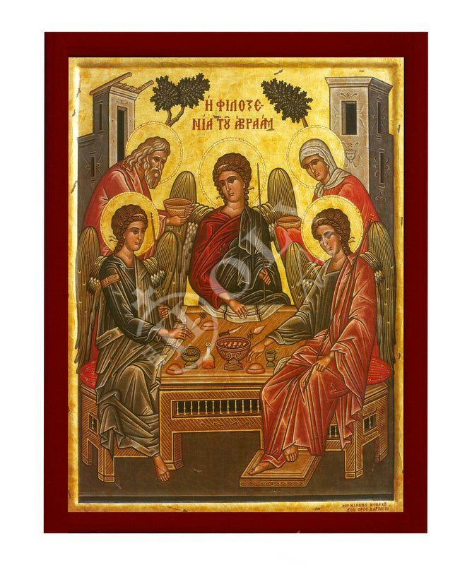 Abraham's Hospitality icon, Handmade Greek Orthodox Icon of the Holy Trinity, Byzantine art wall hanging wood plaque, religious decor TheHolyArt