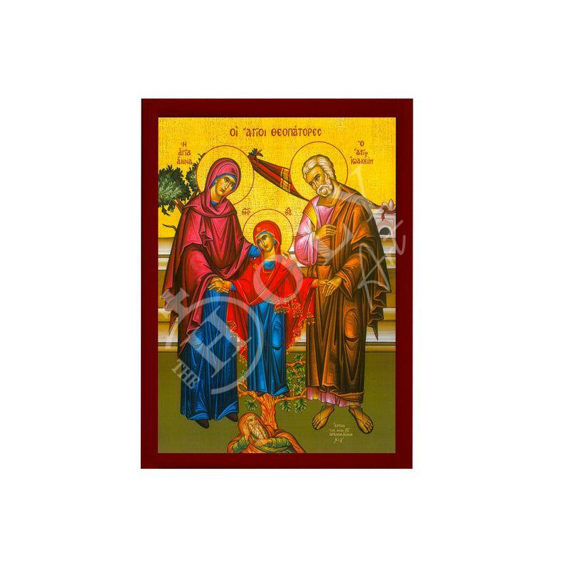 Saint Joachim and Anna icon, Handmade Greek Orthodox icon Parents of Virgin Mary, Byzantine art wall hanging on wood plaque, religious gift TheHolyArt