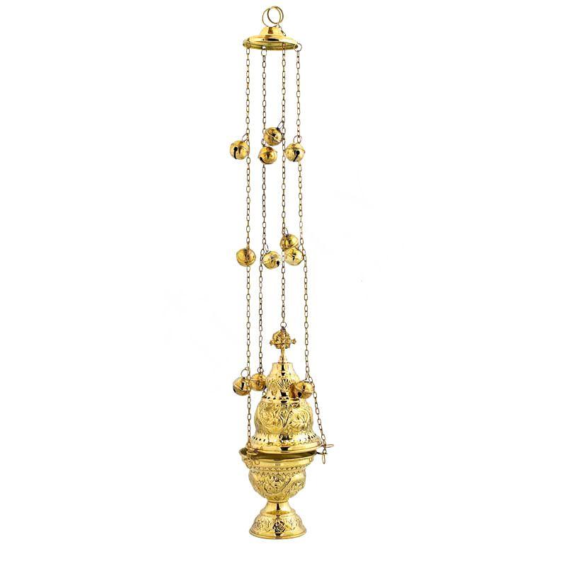 Christian Hanging Brass Resin Incense Burner, Greek Orthodox Thurible Incense holder, Metal Byzantine Censer Perfume burner, religious decor TheHolyArt