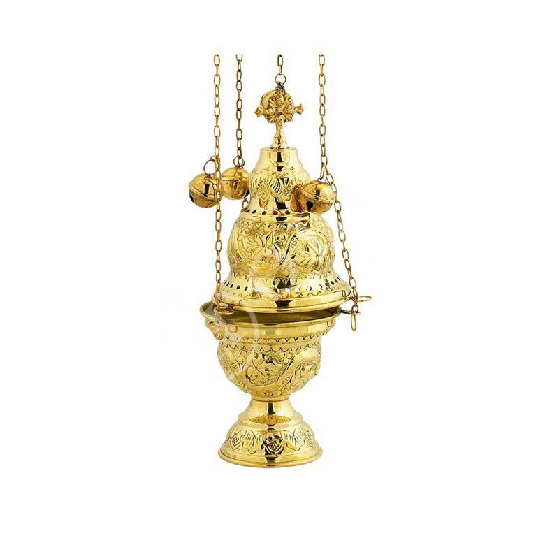 Christian Hanging Brass Resin Incense Burner, Greek Orthodox Thurible Incense holder, Metal Byzantine Censer Perfume burner, religious decor TheHolyArt