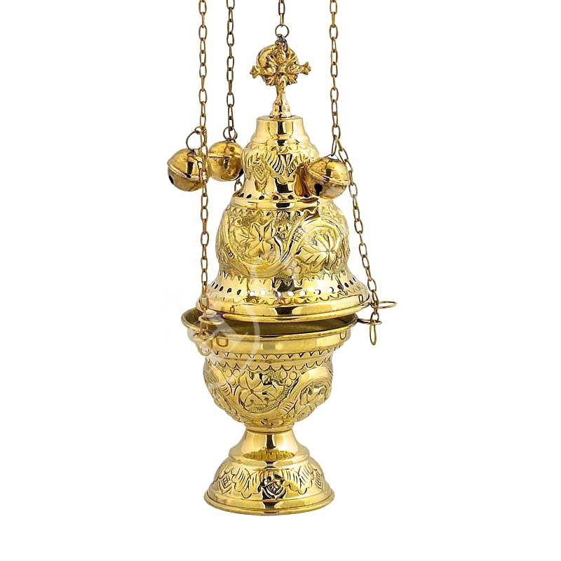 Christian Hanging Brass Resin Incense Burner, Greek Orthodox Thurible Incense holder, Metal Byzantine Censer Perfume burner, religious decor TheHolyArt