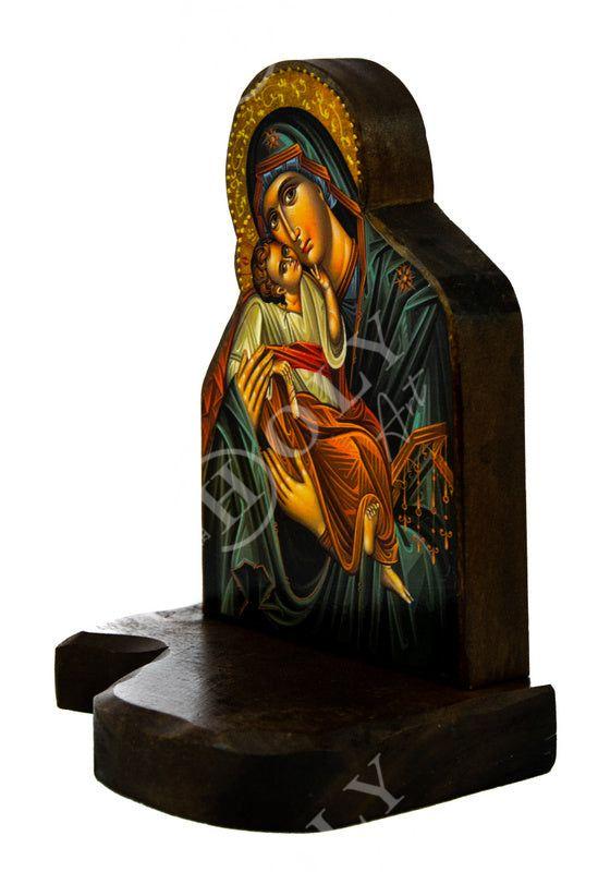 Christian Iconostasis with Holy Virgin Mary 30x22cm, Handmade Orthodox shrine of Our Lady, Byzantine altar wall hanging wood plaque TheHolyArt