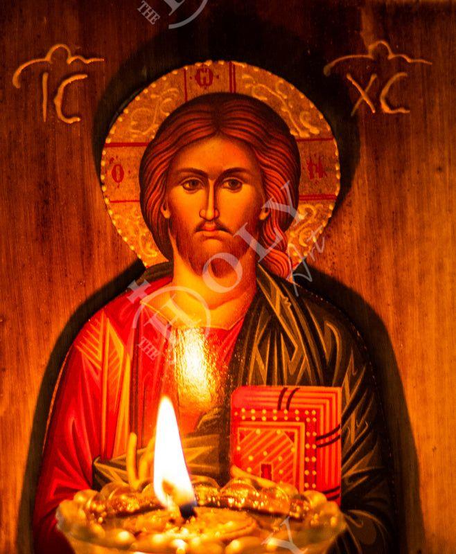 Christian Iconostasis with Jesus Christ, Handmade Mount Athos Orthodox shrine with Our Lord,Byzantine altar wall hanging wood plaque TheHolyArt