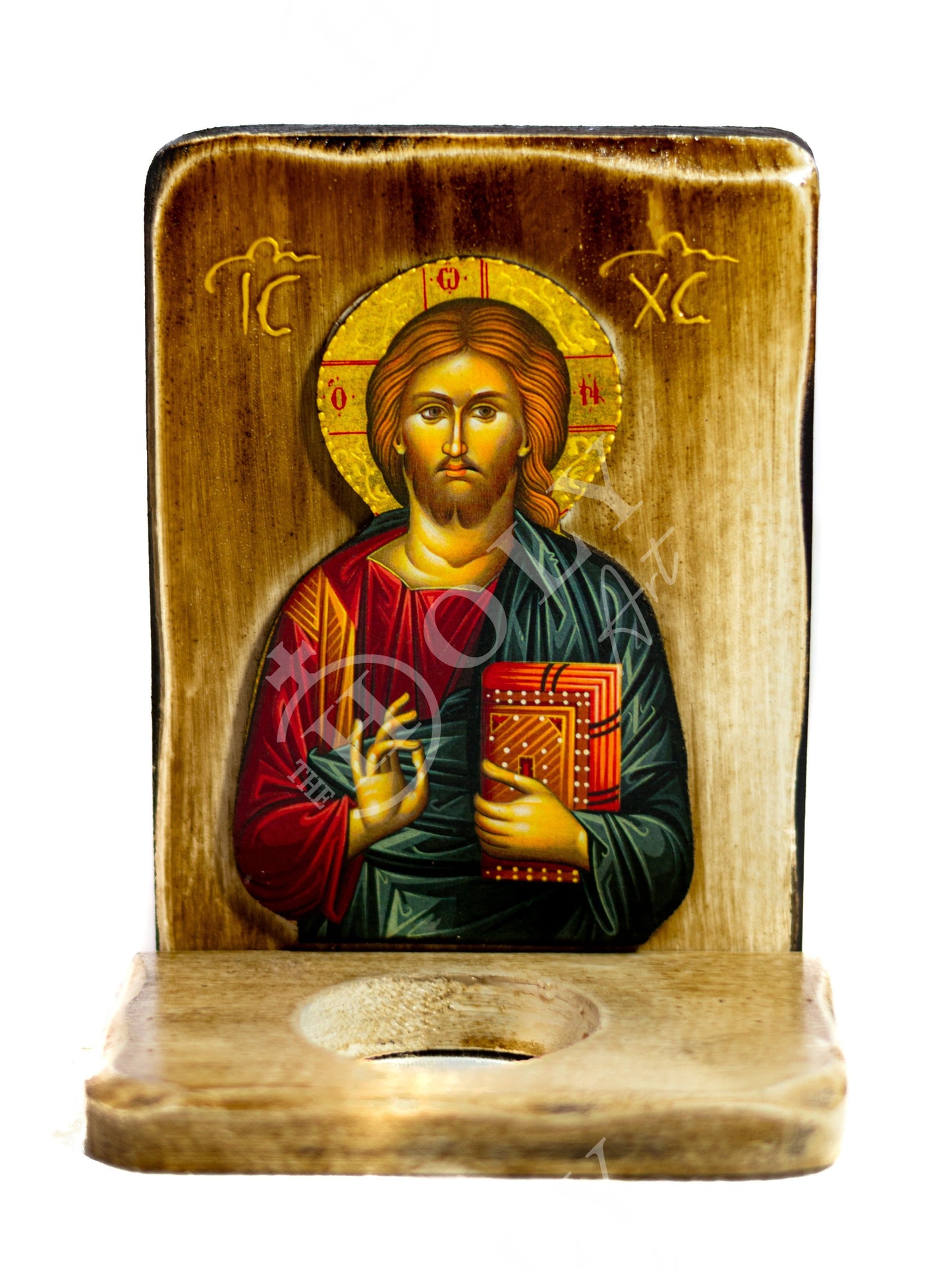 Christian Iconostasis with Jesus Christ, Handmade Mount Athos Orthodox shrine with Our Lord,Byzantine altar wall hanging wood plaque TheHolyArt