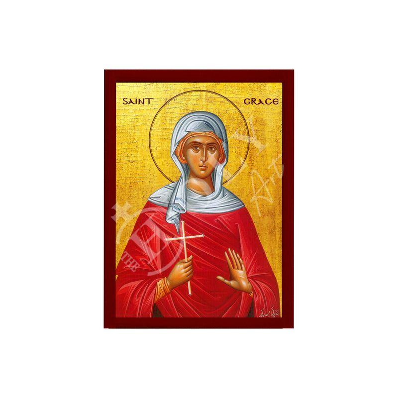 Saint Grace icon, Handmade Greek Orthodox Catholic icon of St Grace the Martyr Byzantine art wall hanging icon on wood plaque decor gift TheHolyArt