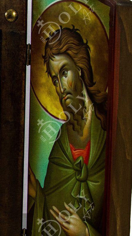 Christian Iconostasis with Jesus Christ St John Forerunner Virgin Mary Handmade Mount Athos wooden Altar Orthodox Icon religious plaque gift 57x52cm TheHolyArt