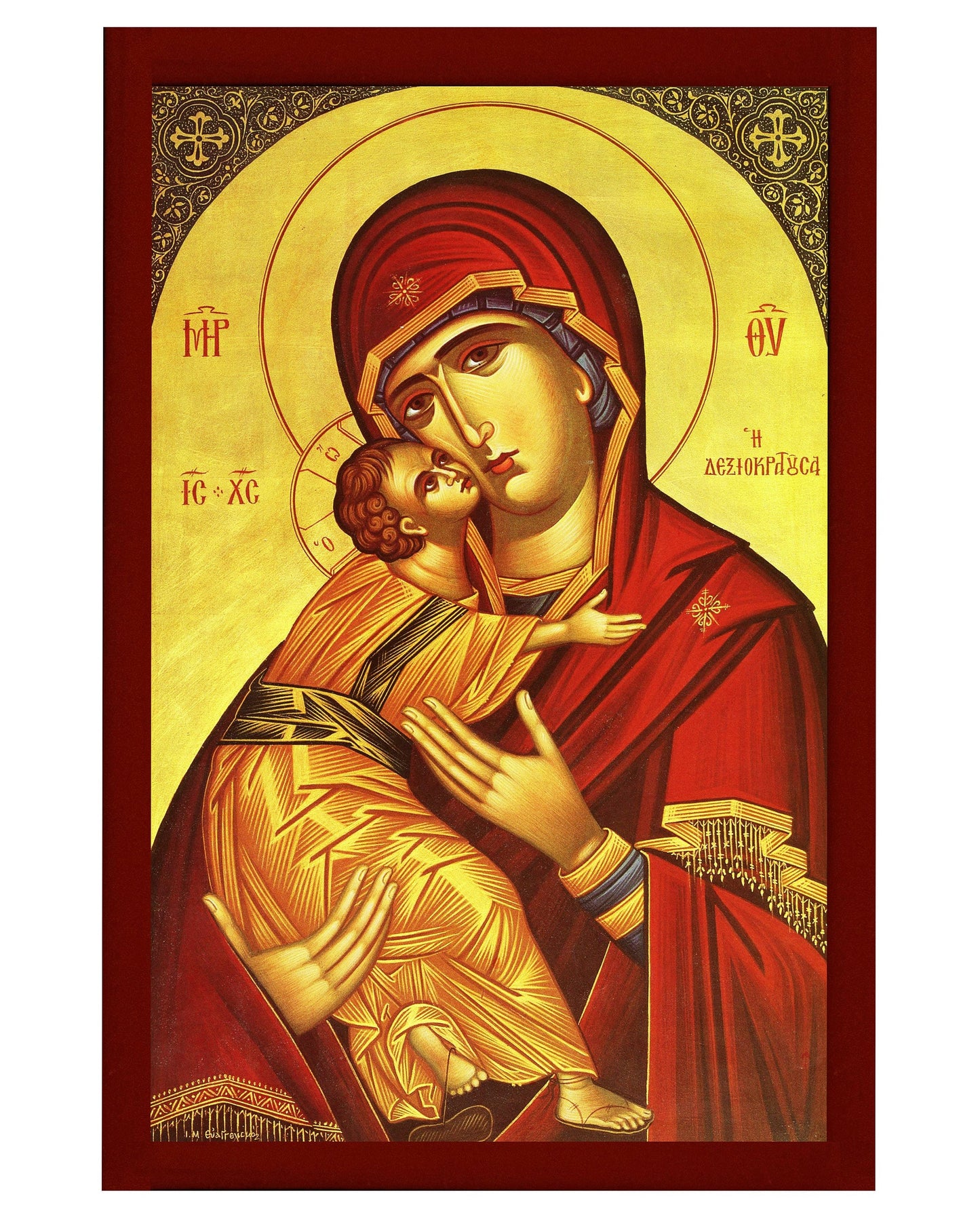 Virgin Mary icon Panagia Dexiokratoussa, Handmade Greek Orthodox Icon, Mother of God Byzantine art, Theotokos wall hanging wood plaque TheHolyArt